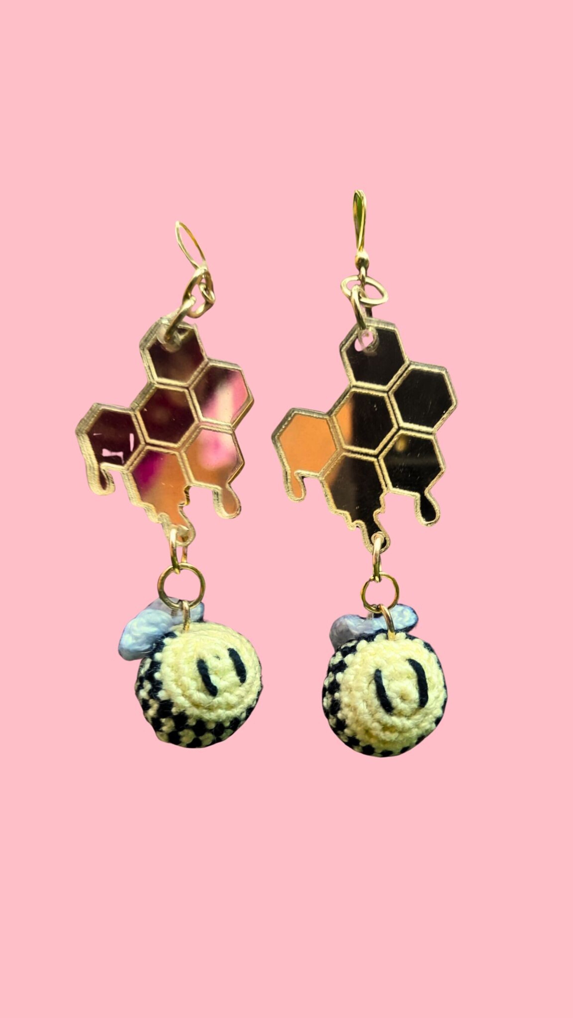 Pendientes de abeja con panal - 5