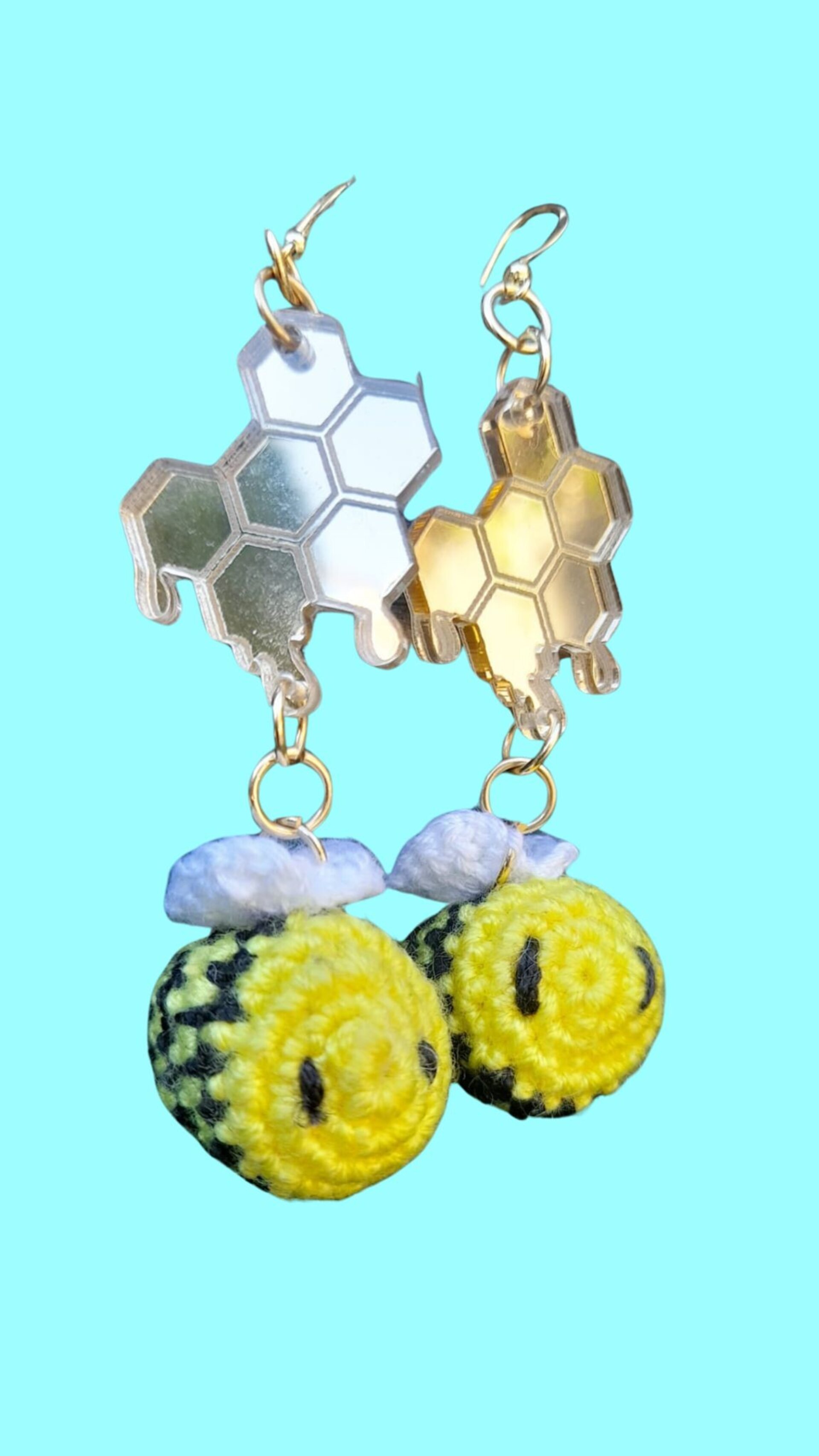 Pendientes de abeja con panal - 4